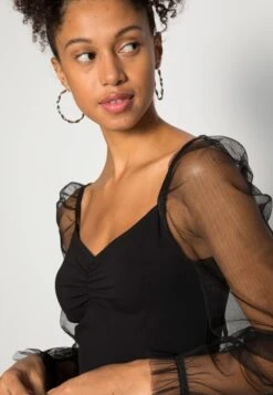 Even&Odd LONG PUFF SLEEVES RUSHING BODYCON DRESS - Cocktailkleid/festliches Kleid - Black 4 Even&Odd LONG PUFF SLEEVES RUSHING BODYCON DRESS - Cocktailkleid/festliches Kleid - Black -Bekleidungsgeschäft 2113c43a644a4d11a7f109a500a5177d