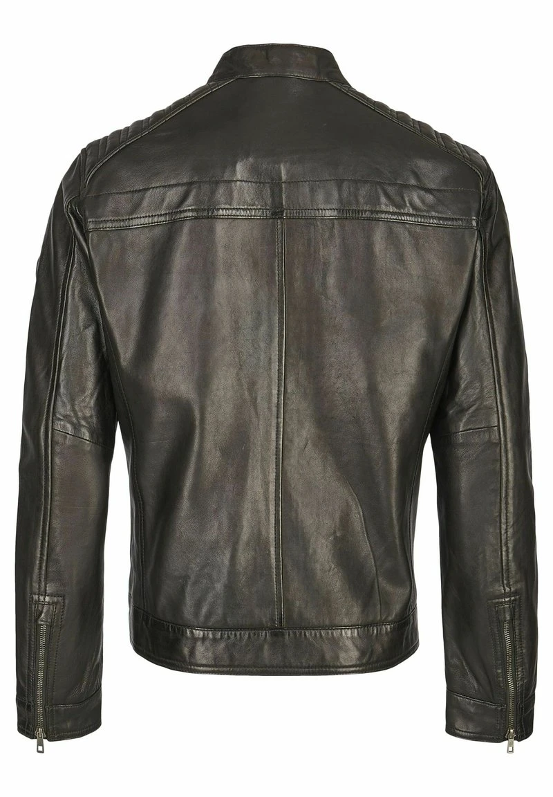 MIT STEHKRAGEN UND DRUCKKNOPFRIEGEL - Lederjacke - schwarz Bugatti MIT STEHKRAGEN UND DRUCKKNOPFRIEGEL - Lederjacke - Schwarz -Bekleidungsgeschäft 3f871d6dc4d1461d8cb6746b56ac360d