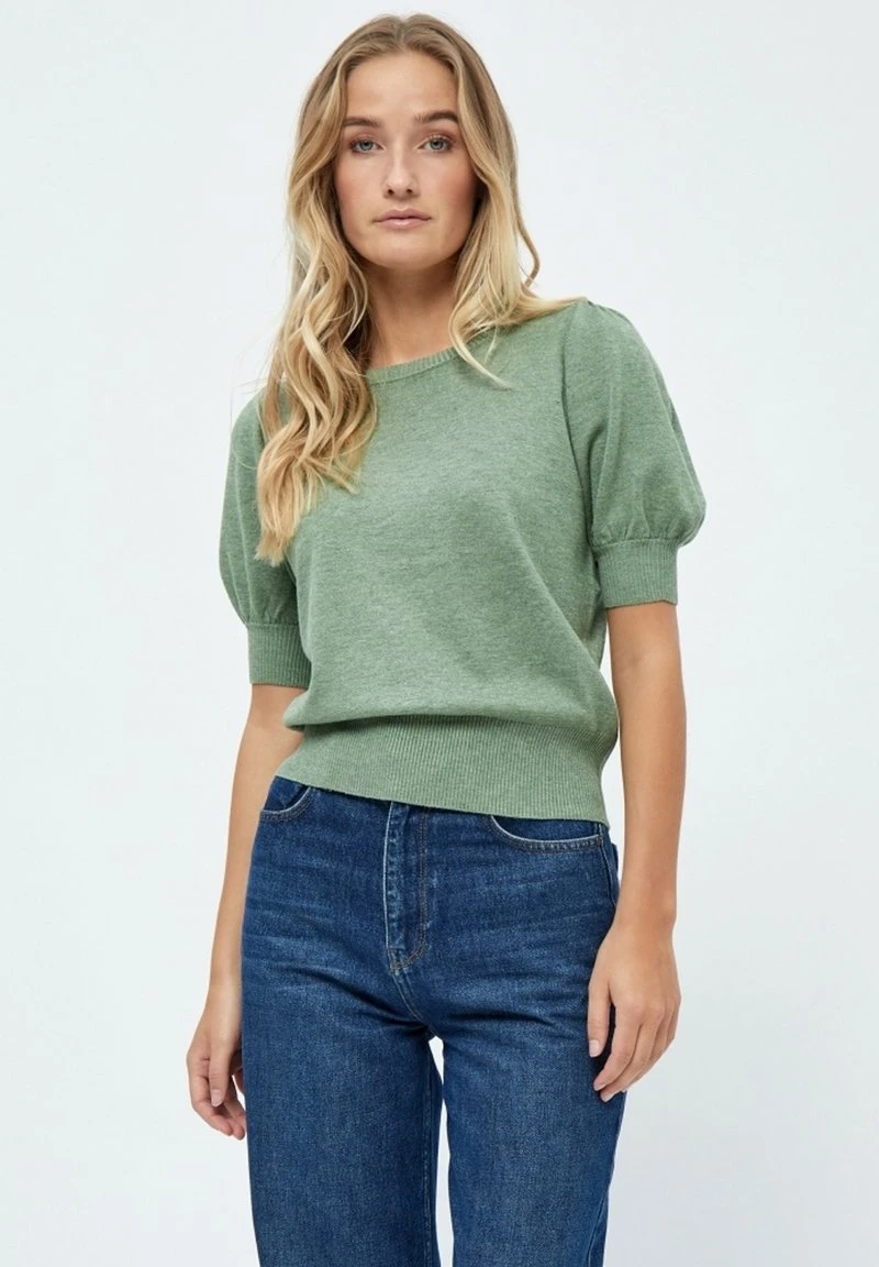 LIVA - T-Shirt basic - basil green melange Minus LIVA - T-Shirt Basic - Basil Green Melange -Bekleidungsgeschäft 40cdce3b5868486d805d120555673bf3