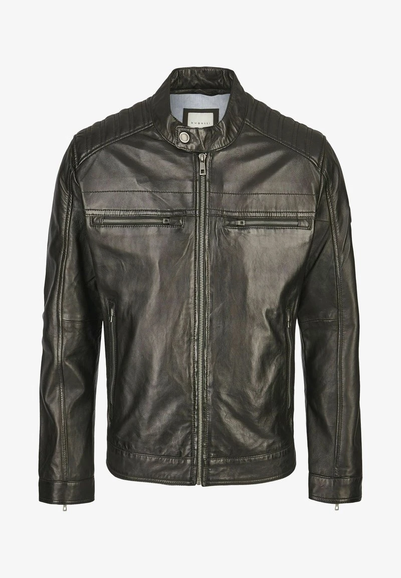 MIT STEHKRAGEN UND DRUCKKNOPFRIEGEL - Lederjacke - schwarz Bugatti MIT STEHKRAGEN UND DRUCKKNOPFRIEGEL - Lederjacke - Schwarz -Bekleidungsgeschäft 469f684a7d594ff58c90e7e02ab16124
