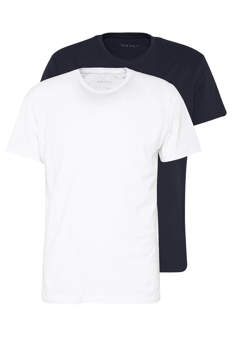 2 PACK - T-Shirt basic - white/dark blue Pier One 2 PACK - T-Shirt Basic - White/dark Blue -Bekleidungsgeschäft c317d65fe9bd4dd2b5dfb2c9aa92192f