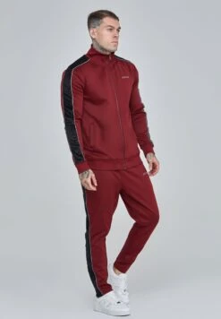 SikSilk VELOUR PANELLED - Jogginghose - Burgundy